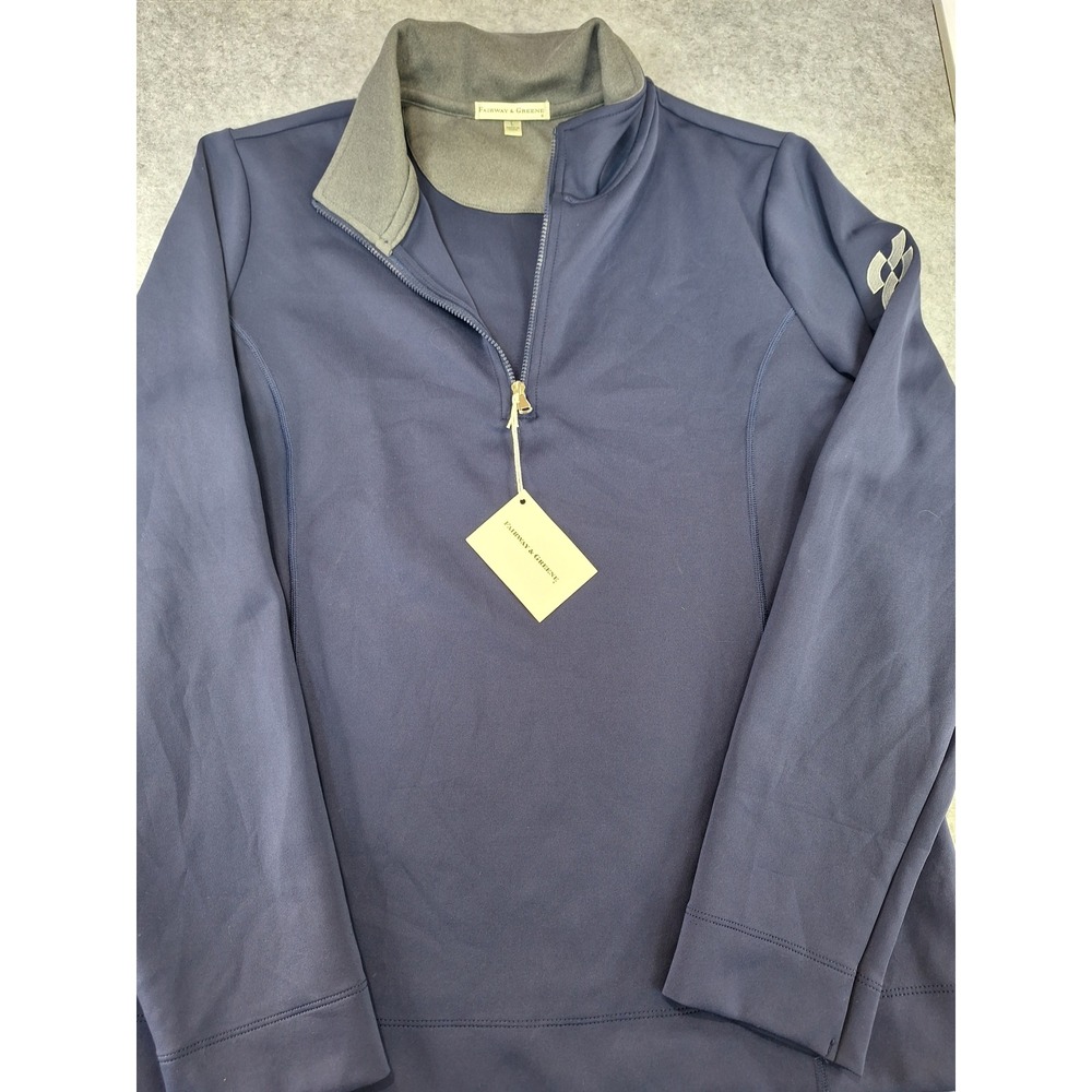 Fairway & Greene Maya Tech 1/4 Zip Pullover Navy Blue Marine Mens Large NWT